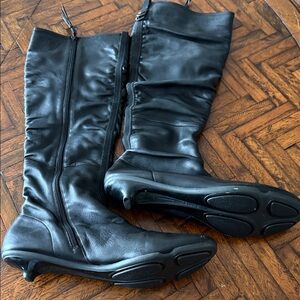 NikeLab Black Tall Boots Leather Minimal Zip Size 10B Sleek Chic